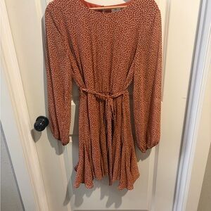 She + Sky Orange Polka Dot Midi Dress